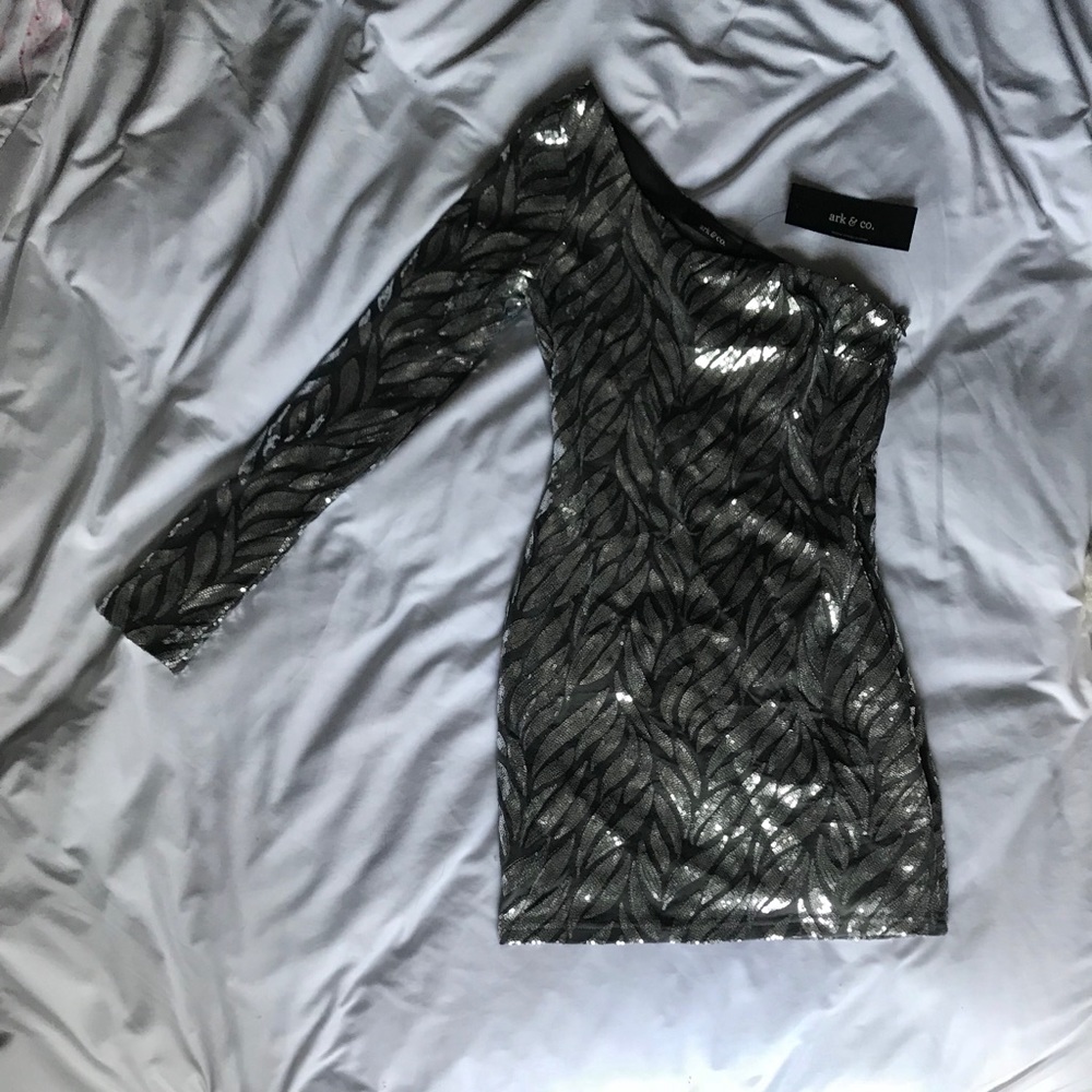 Gray and Silver Mini Sequin Dress